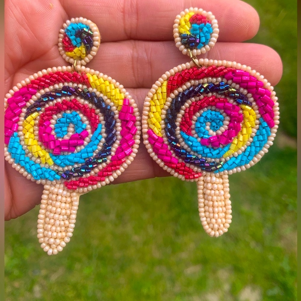 🆕 Triple layered, colorful lollipop earrings